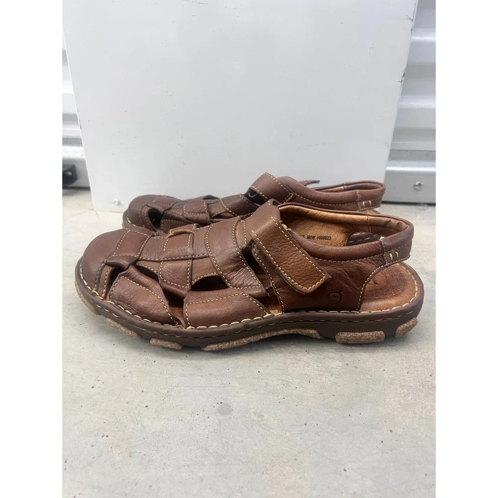 Born Cabot III H08923 Sandals Mens 11 Brown Leather Closed Toe Casual Fisherman
